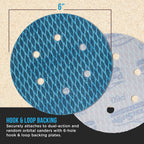 Premium 6" Rhombus Diamond Shape Blue Sanding Discs, 6-Hole, 70 Disc Variety Pack, Grits 60, 80, 120, 150, 180, 220, 320, 400 - Hook & Loop Sandpaper, Random Orbital Sanders