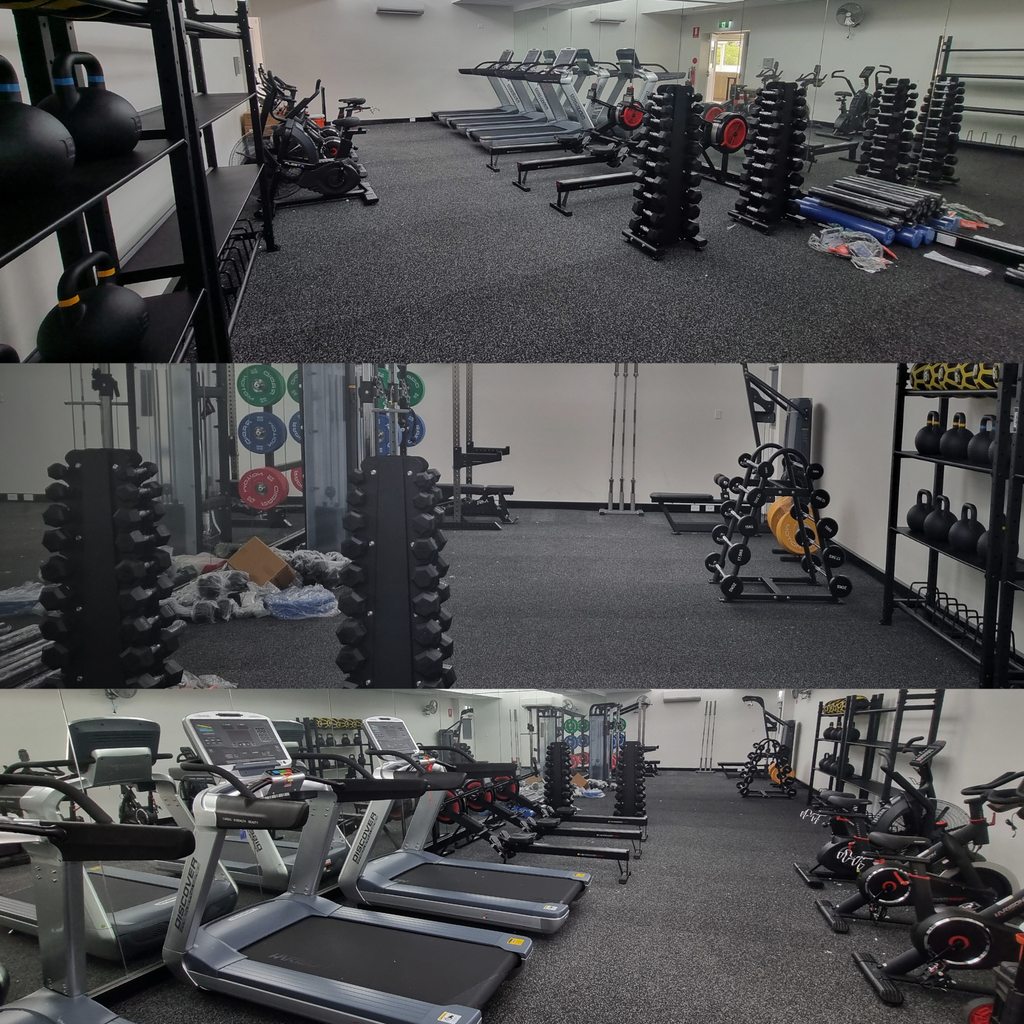Muscle Motion Premium Commercial Rubber Gym Flooring - Black 1m x 1m x 15mm