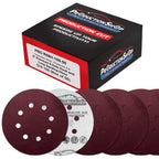 Premium 5" Red 8-Hole Pattern 100 Grit Sanding Discs, Box of 50 - Dustless Hook & Loop Backing Sandpaper for Random Orbital Sanders, Medium-Cut Abrasive