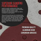 Premium 5" Red 8-Hole Pattern 320 Grit Sanding Discs, Box of 50 - Dustless Hook & Loop Backing Sandpaper for Random Orbital Sanders, Extra-Fine-Cut Abrasive