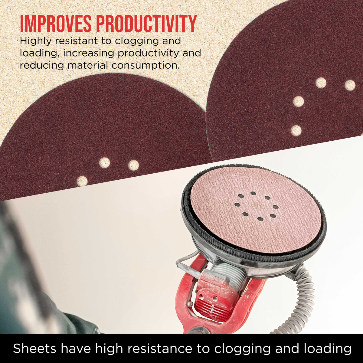 Premium 9" Red 8-Hole Pattern 120 Grit Sanding Discs, Box of 20 - Dustless Hook & Loop Backing Sandpaper for Drywall Power Sanders, Medium-Cut Abrasive
