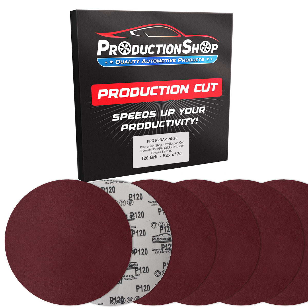 Premium 9" PSA Red 120 Grit Sanding Discs, Box of 20 - Self Adhesive Stickyback Sandpaper for Drywall Power Sanders, Coarse-Cut Abrasive