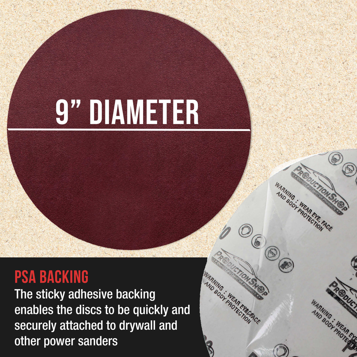 Premium 9" PSA Red 120 Grit Sanding Discs, Box of 20 - Self Adhesive Stickyback Sandpaper for Drywall Power Sanders, Coarse-Cut Abrasive