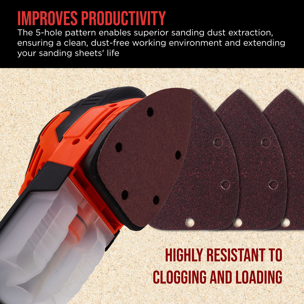 Premium 5-Hole Pattern Mouse Detail Sander Sandpaper Sheets, 160 Disc Variety Pack, Grits 40, 60, 80, 100, 120, 150, 180, 220, 320, 400, 600, 800 - Hook & Loop