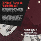 Premium 5-Hole Pattern Mouse Detail Sander Sandpaper Sheets, 50 Disc Variety Pack, Grits 40, 80, 100, 120, 180, 220, 320, 400, 600, 800 - Hook & Loop Disc Pads