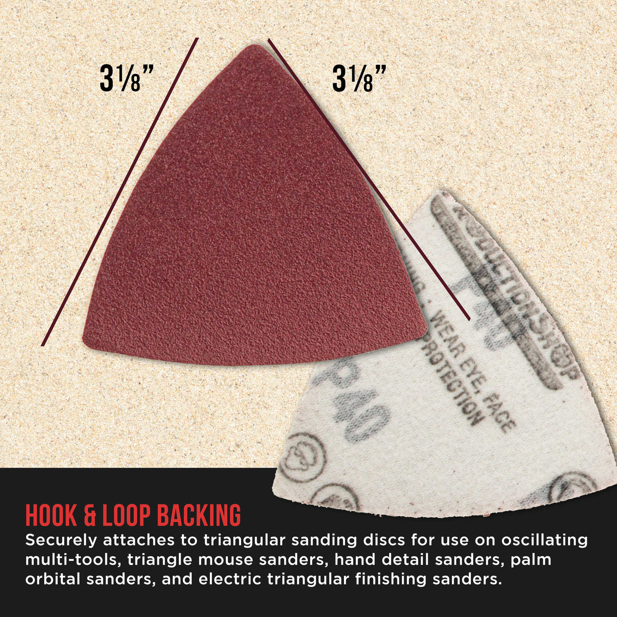 Premium 120 Grit Triangle Mouse Detail Sander Sandpaper Sheets, Box of 45 - Hook & Loop, Triangular Shaped Mouse Disc Pads - Oscillating Multi-Tools