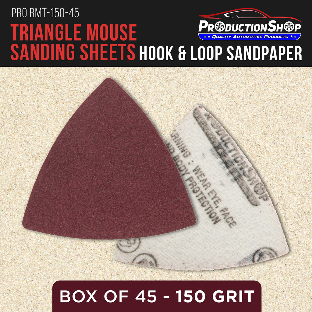 Premium 150 Grit Triangle Mouse Detail Sander Sandpaper Sheets, Box of 45 - Hook & Loop, Triangular Shaped Mouse Disc Pads - Oscillating Multi-Tools