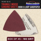 Premium 180 Grit Triangle Mouse Detail Sander Sandpaper Sheets, Box of 45 - Hook & Loop, Triangular Shaped Mouse Disc Pads - Oscillating Multi-Tools