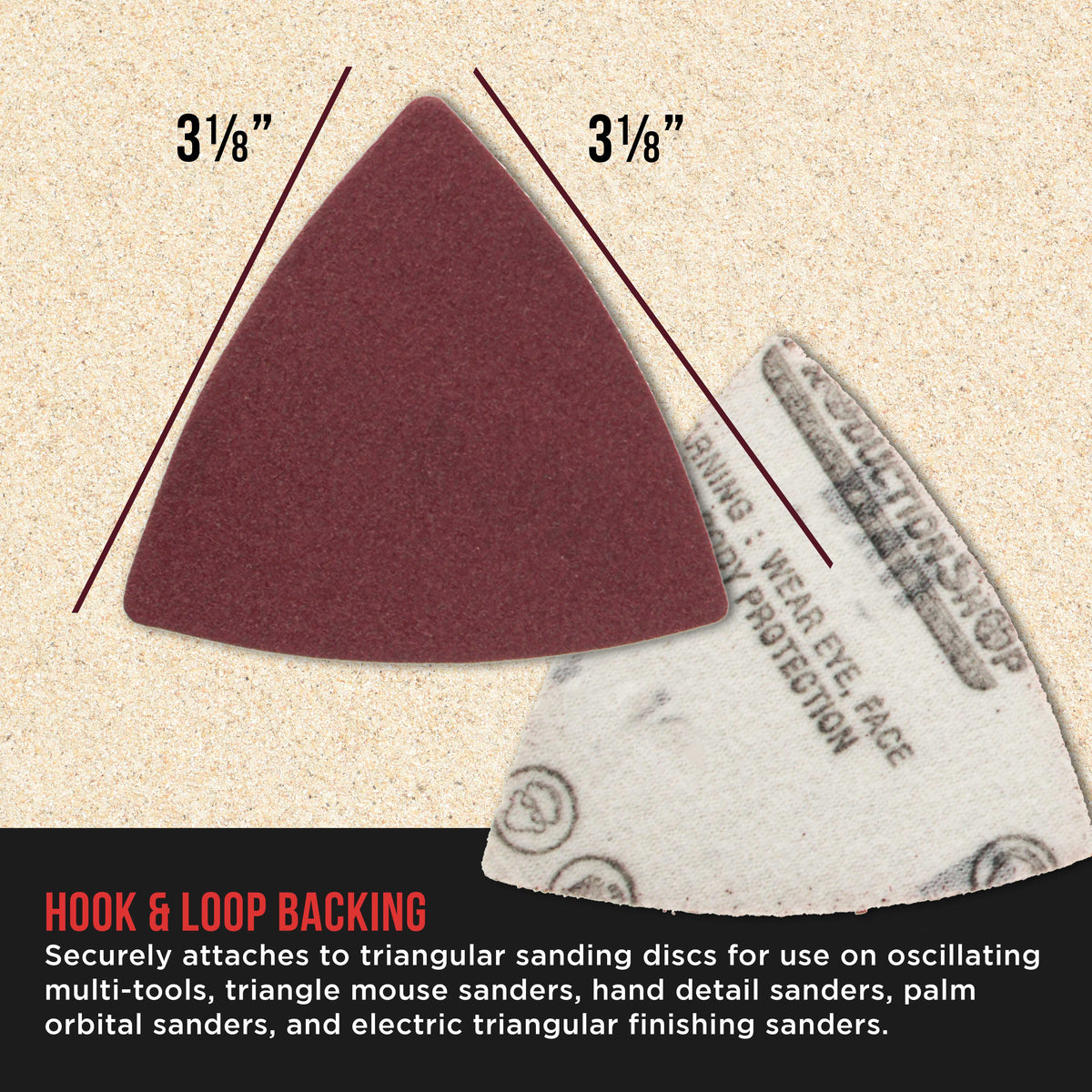 Premium 180 Grit Triangle Mouse Detail Sander Sandpaper Sheets, Box of 45 - Hook & Loop, Triangular Shaped Mouse Disc Pads - Oscillating Multi-Tools