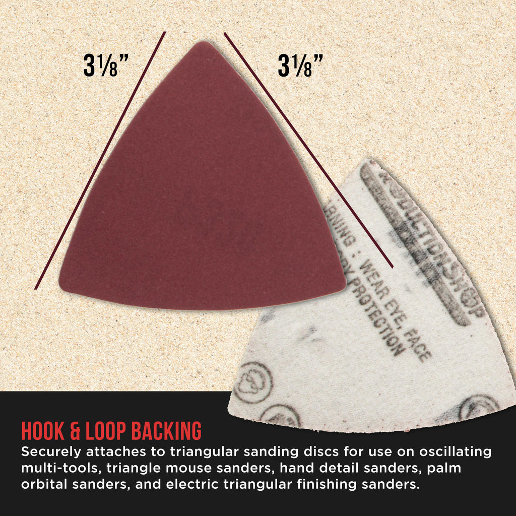 Premium 220 Grit Triangle Mouse Detail Sander Sandpaper Sheets, Box of 45 - Hook & Loop, Triangular Shaped Mouse Disc Pads - Oscillating Multi-Tools