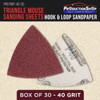 Premium 40 Grit Triangle Mouse Detail Sander Sandpaper Sheets, Box of 30 - Hook & Loop, Triangular Shaped Mouse Disc Pads - Oscillating Multi-Tools