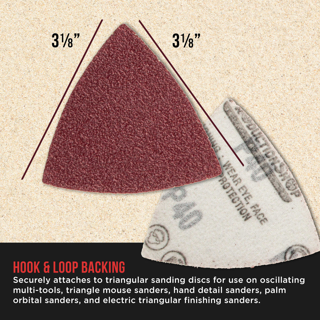 Premium 40 Grit Triangle Mouse Detail Sander Sandpaper Sheets, Box of 30 - Hook & Loop, Triangular Shaped Mouse Disc Pads - Oscillating Multi-Tools