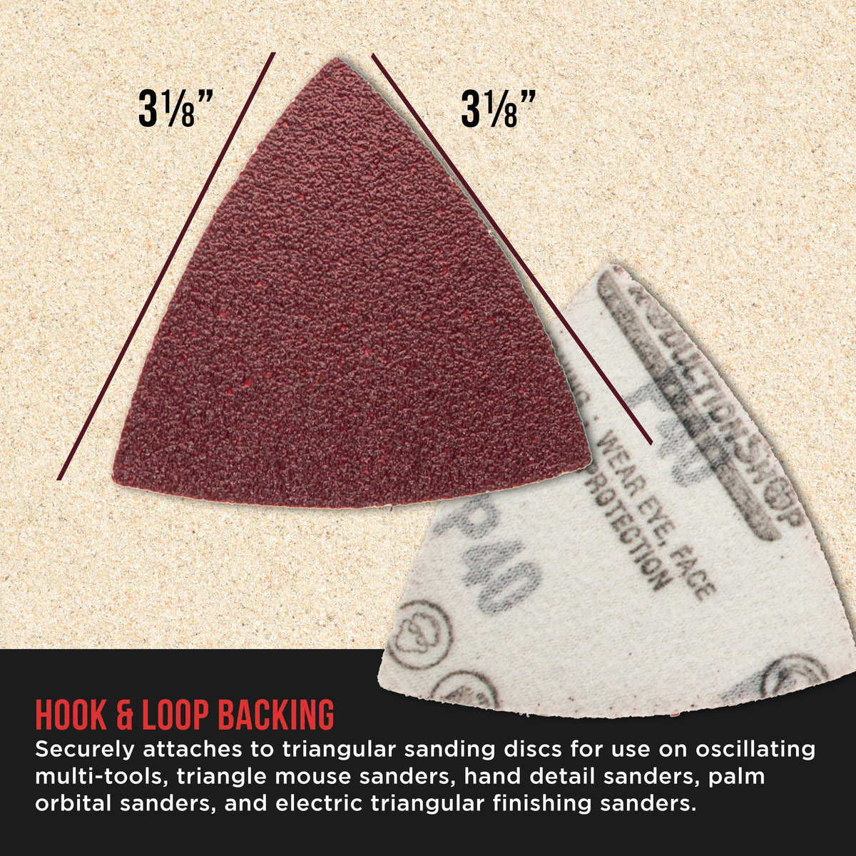Premium 60 Grit Triangle Mouse Detail Sander Sandpaper Sheets, Box of 30 - Hook & Loop, Triangular Shaped Mouse Disc Pads - Oscillating Multi-Tools