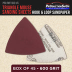 Premium 600 Grit Triangle Mouse Detail Sander Sandpaper Sheets, Box of 45 - Hook & Loop, Triangular Shaped Mouse Disc Pads - Oscillating Multi-Tools