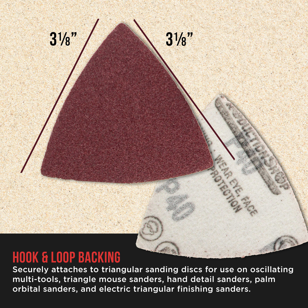 Premium 80 Grit Triangle Mouse Detail Sander Sandpaper Sheets, Box of 45 - Hook & Loop, Triangular Shaped Mouse Disc Pads - Oscillating Multi-Tools