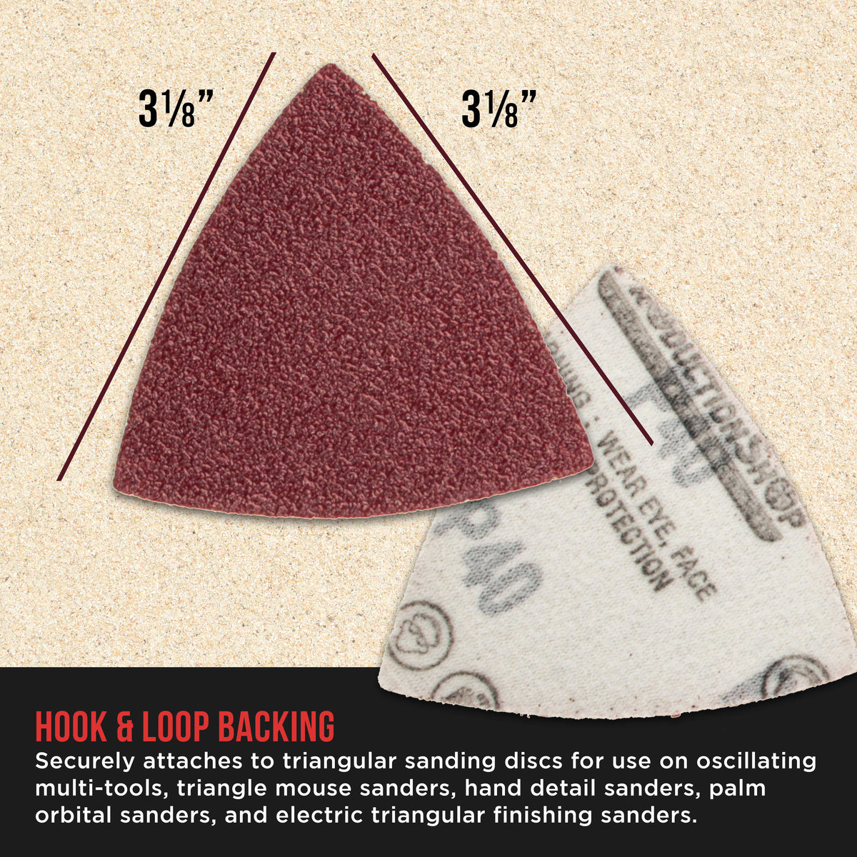 Premium Triangle Mouse Detail Sander Sandpaper Sheets, 50 Disc Variety Pack, Grits 40, 80, 100, 120, 180, 220, 320, 400, 600, 800 - Hook & Loop Disc Pads