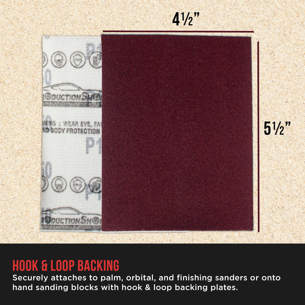 Premium Red 120 Grit 1/4 Sheet Size Red Sanding Sheets, Box of 30 - Hook & Loop Backing Sandpaper, Medium-Cut Abrasive - Fits Palm Sanders, Hand Sanding Blocks