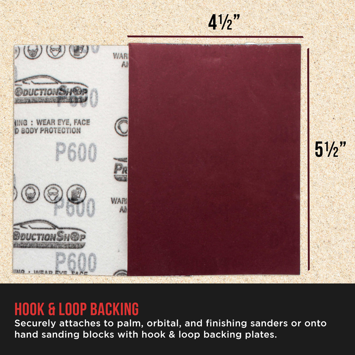 Premium Red 600 Grit 1/4 Sheet Size Red Sanding Sheets, Box of 30 - Hook & Loop Backing Sandpaper, Fine-Cut Abrasive - Fits Palm Sanders, Hand Sanding Blocks