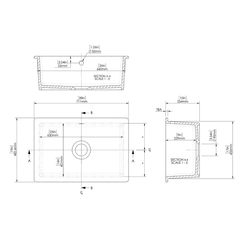 Inspire Single Bowl Rectangular Inset Sink With Central Waste And Overflow - White