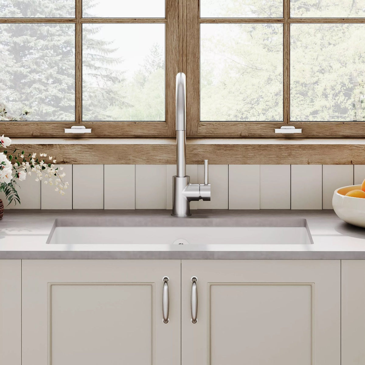 Inspire Single Bowl Rectangular Inset Sink With Central Waste And Overflow - White