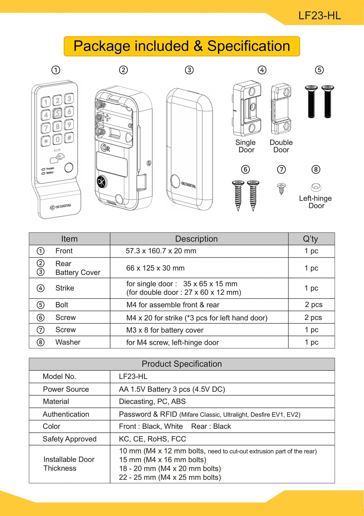 EALF23-HL Smart Digital Lock for Cabinet & Lockers