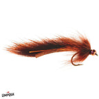 Pine Squirrel Leech #12 fishing lure featuring a brown and orange fur body with a hook and bead head, designed for effective musky and fly fishing tackle.