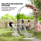 7.3ft Steel Garden Arch Trelli, Flower Arch Wedding Arch Stand for Ceremony, Black