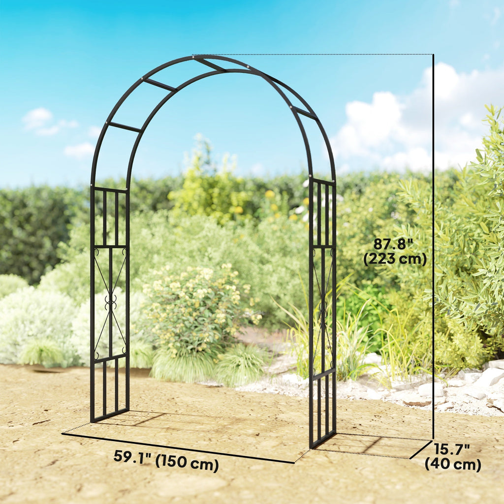 7.3ft Steel Garden Arch Trelli, Flower Arch Wedding Arch Stand for Ceremony, Black
