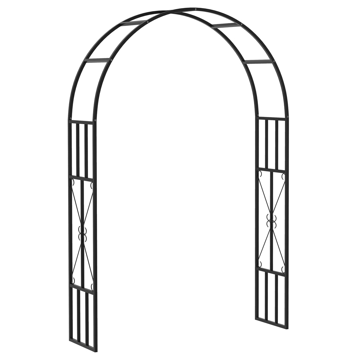 7.3ft Steel Garden Arch Trelli, Flower Arch Wedding Arch Stand for Ceremony, Black