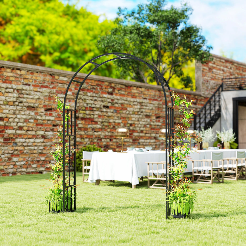 7.3ft Steel Garden Arch Trelli, Flower Arch Wedding Arch Stand for Ceremony, Black