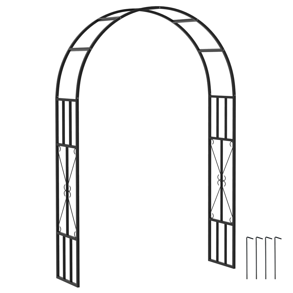 7.3ft Steel Garden Arch Trelli, Flower Arch Wedding Arch Stand for Ceremony, Black