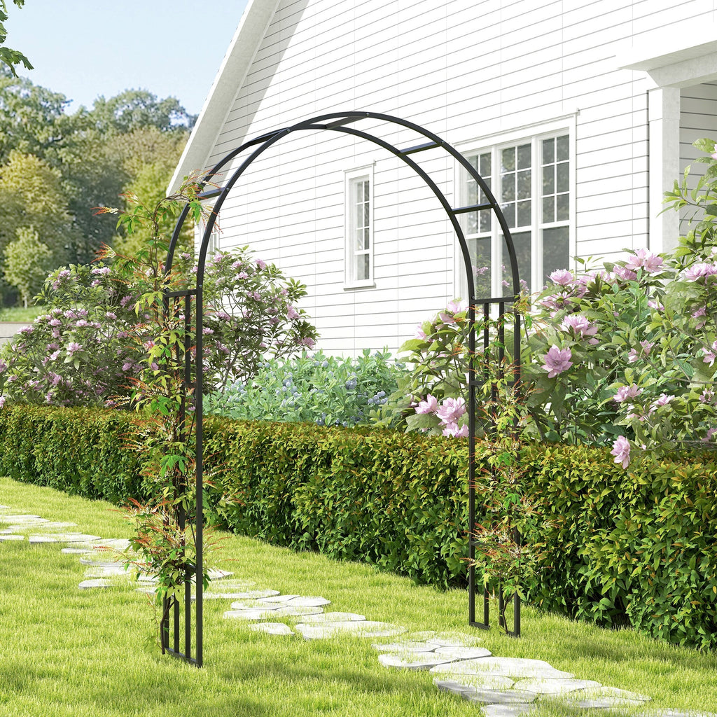 7.3ft Steel Garden Arch Trelli, Flower Arch Wedding Arch Stand for Ceremony, Black