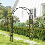 7.3ft Steel Garden Arch Trelli, Flower Arch Wedding Arch Stand for Ceremony, Black