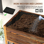 Galvanized Steel Raised Garden Bed, Planter Box with Storage Shelf & Bed Liner, Brown