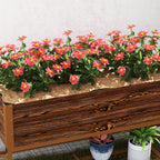 Galvanized Steel Raised Garden Bed, Planter Box with Storage Shelf & Bed Liner, Brown