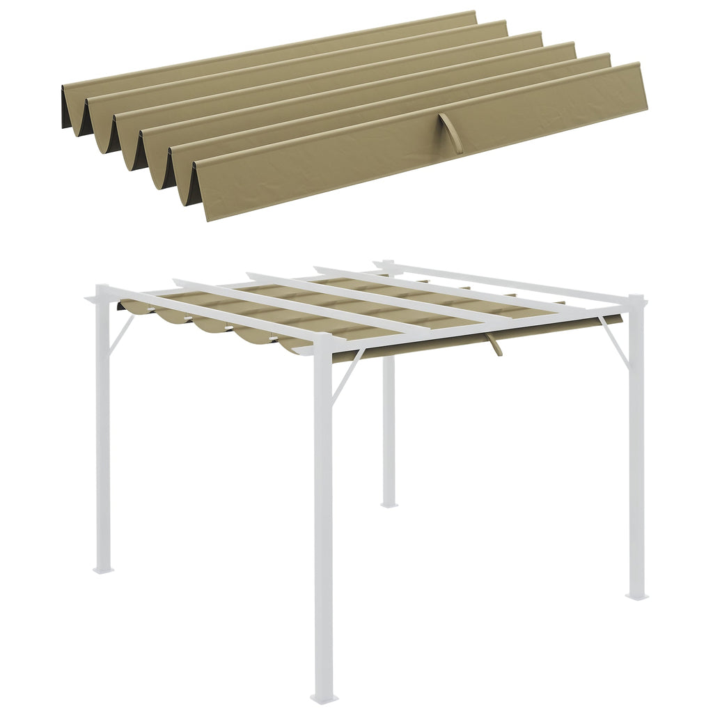 Retractable Pergola Shade Cover, Replacement Canopy Fabric for 3 x 3m Pergola, Tan