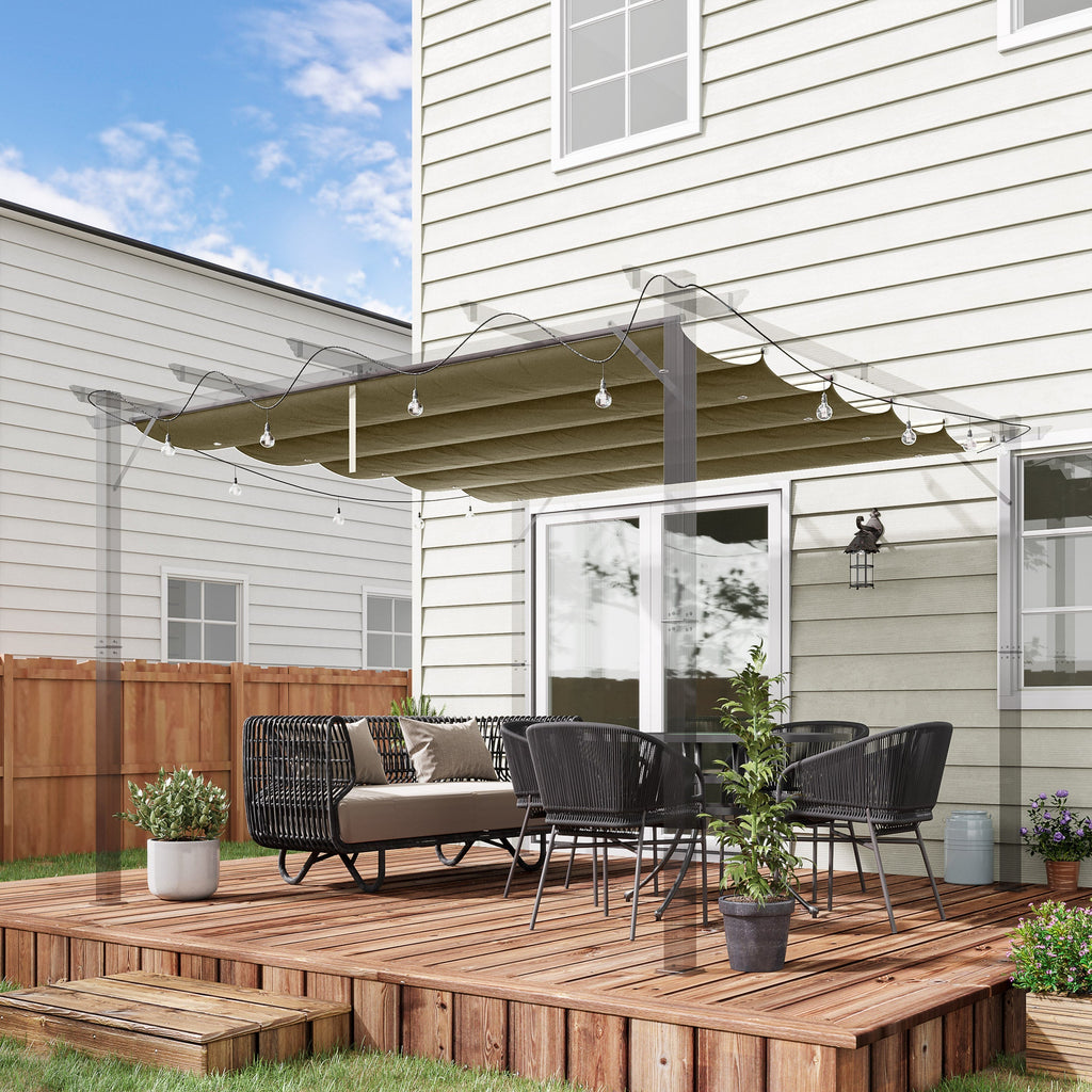 Retractable Pergola Shade Cover, Replacement Canopy Fabric for 3 x 3m Pergola, Tan