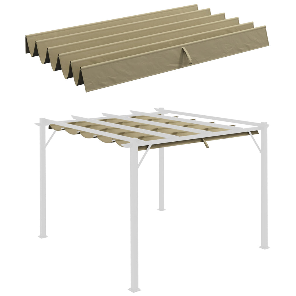 Retractable Pergola Shade Cover, Replacement Canopy Fabric for 3 x 3m Pergola, Tan