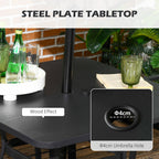 4 Seater Rattan Dining Set with Cushions, Umbrella Hole & Metal Tabletop, Black