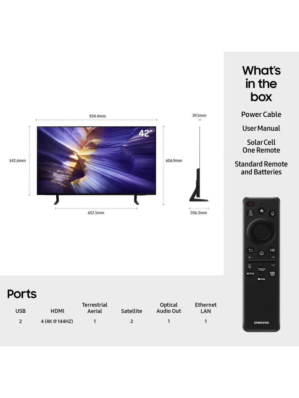 Samsung QE42S90FAEXXU S90F 42 Inch OLED 4K Vision AI Smart TV (2025) - Black