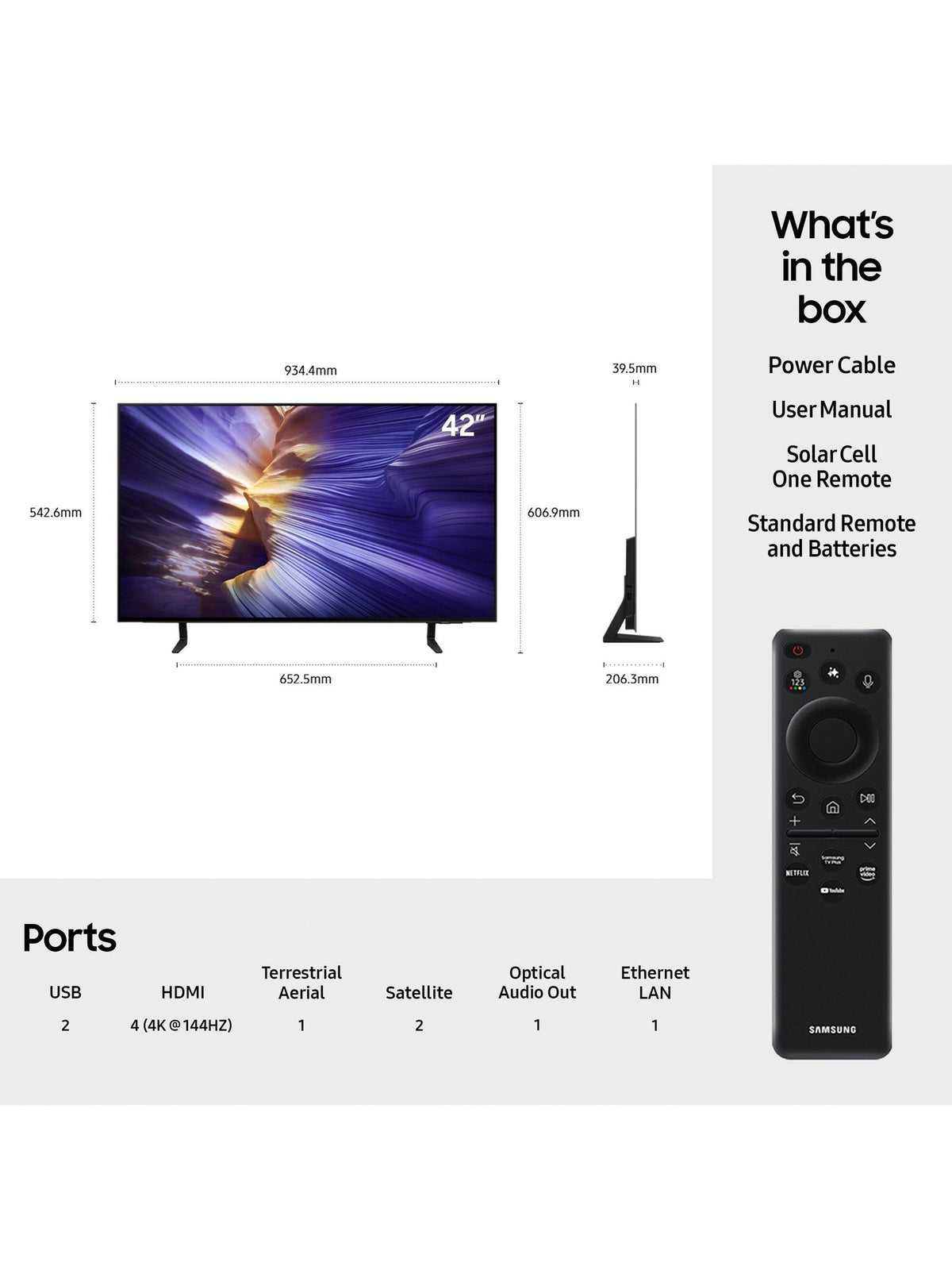 Samsung QE42S90FAEXXU S90F 42 Inch OLED 4K Vision AI Smart TV (2025) - Black