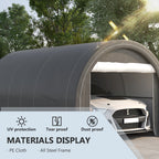 10' x 16' Heavy-Duty Portable Carport with Anti-UV Canopy & Large Zippered Door, Gray