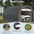 10' x 16' Heavy-Duty Portable Carport with Anti-UV Canopy & Large Zippered Door, Gray