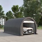 10' x 16' Heavy-Duty Portable Carport with Anti-UV Canopy & Large Zippered Door, Gray