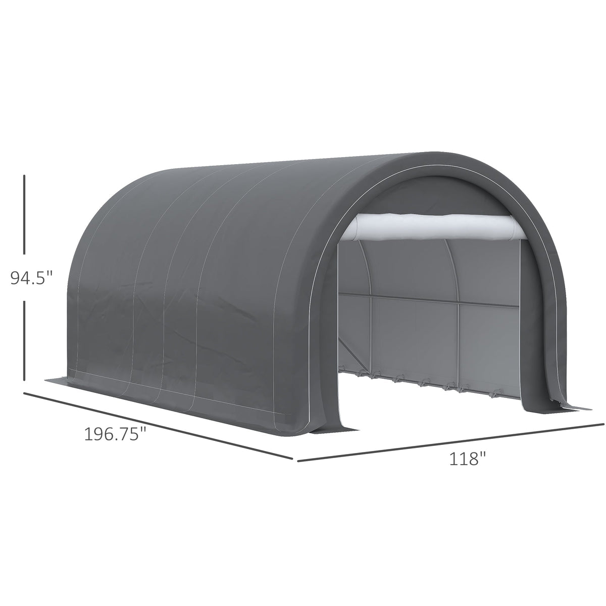 10' x 16' Heavy-Duty Portable Carport with Anti-UV Canopy & Large Zippered Door, Gray
