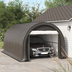 10' x 16' Heavy-Duty Portable Carport with Anti-UV Canopy & Large Zippered Door, Gray