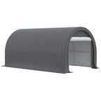 10' x 16' Heavy-Duty Portable Carport with Anti-UV Canopy & Large Zippered Door, Gray