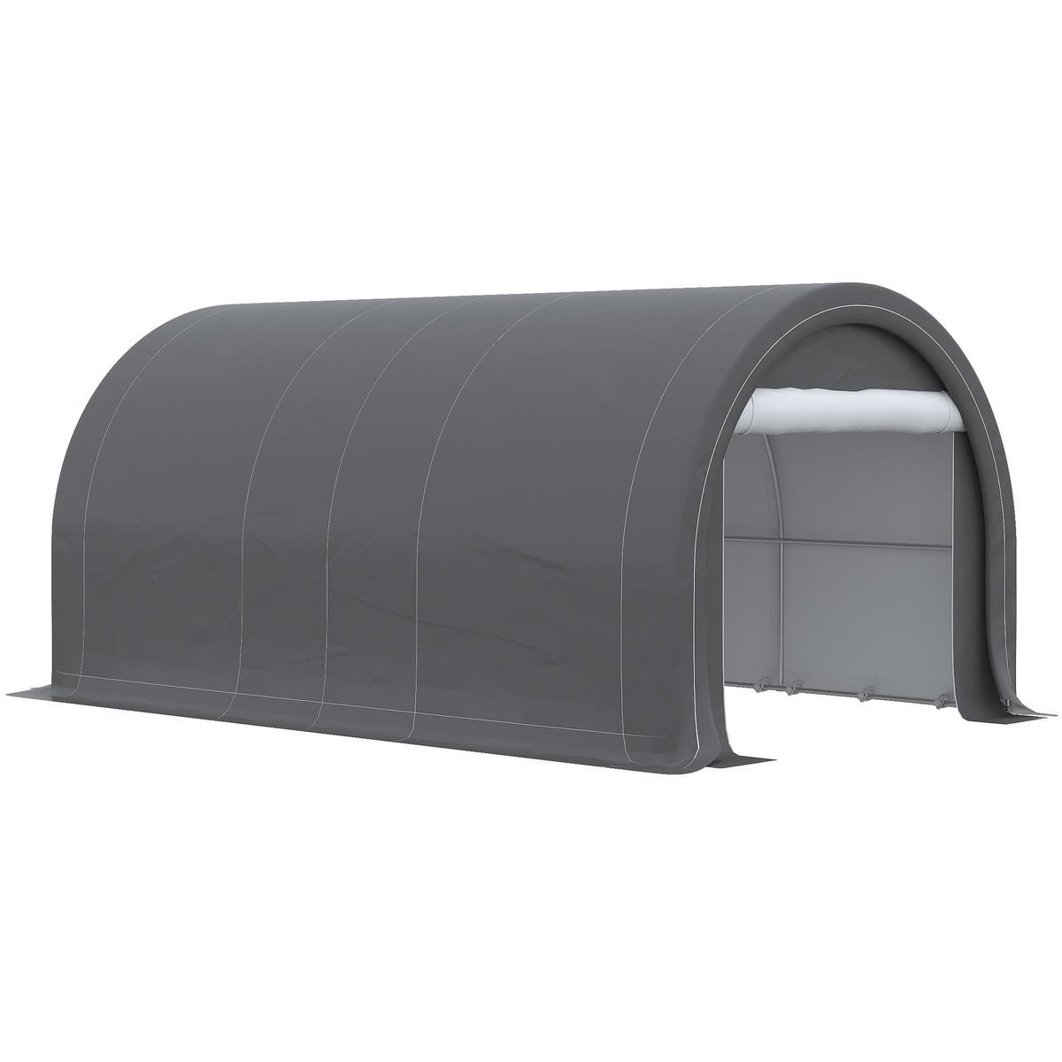 10' x 16' Heavy-Duty Portable Carport with Anti-UV Canopy & Large Zippered Door, Gray