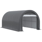 10' x 16' Heavy-Duty Portable Carport with Anti-UV Canopy & Large Zippered Door, Gray