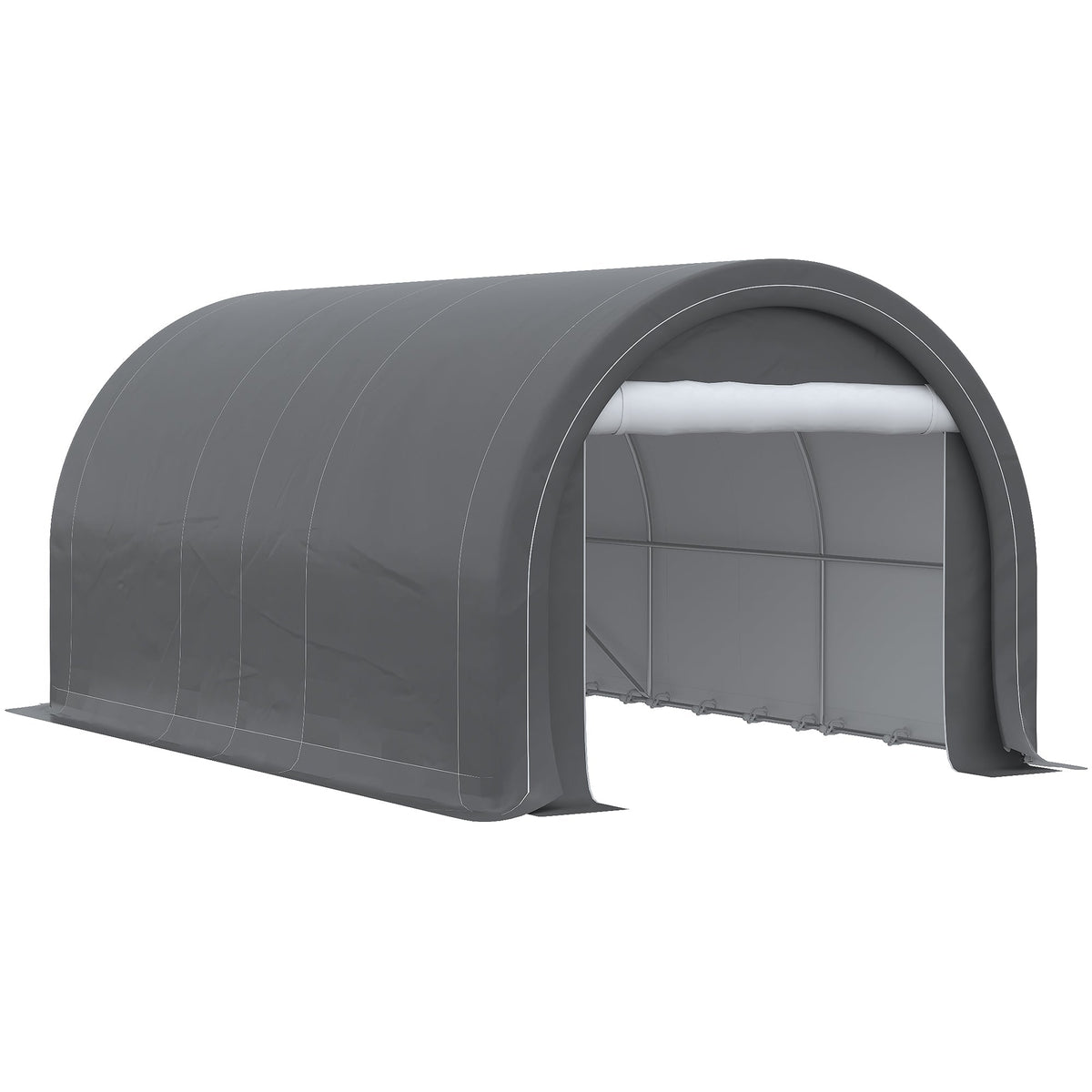 10' x 16' Heavy-Duty Portable Carport with Anti-UV Canopy & Large Zippered Door, Gray